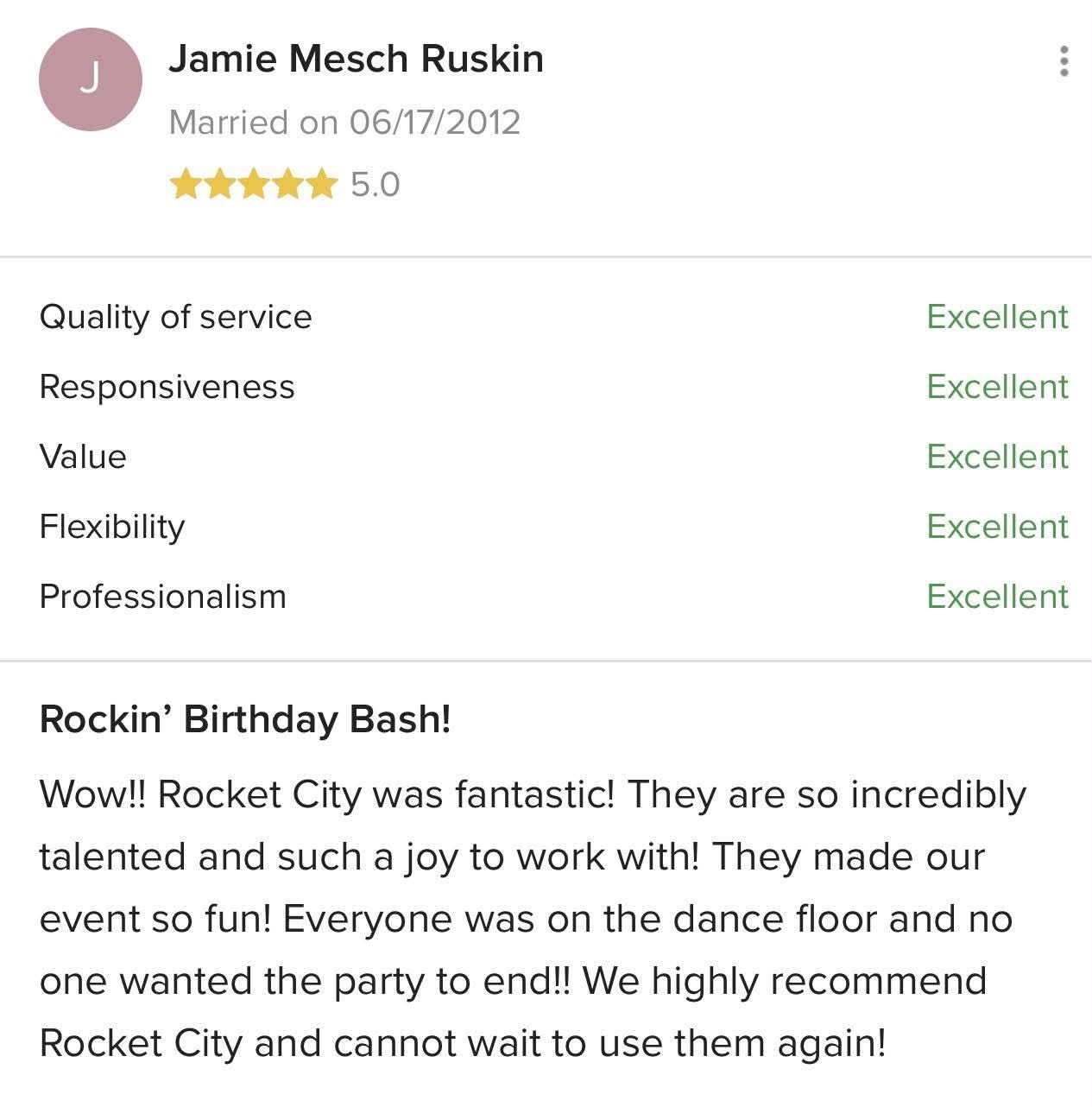 Five-star client review for BVIP Entertainment
