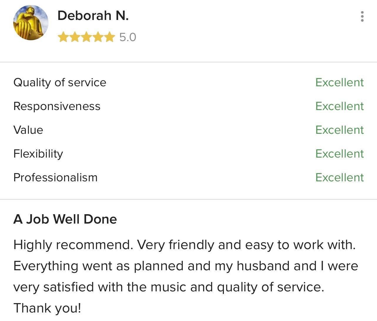 Five-star client review for BVIP Entertainment