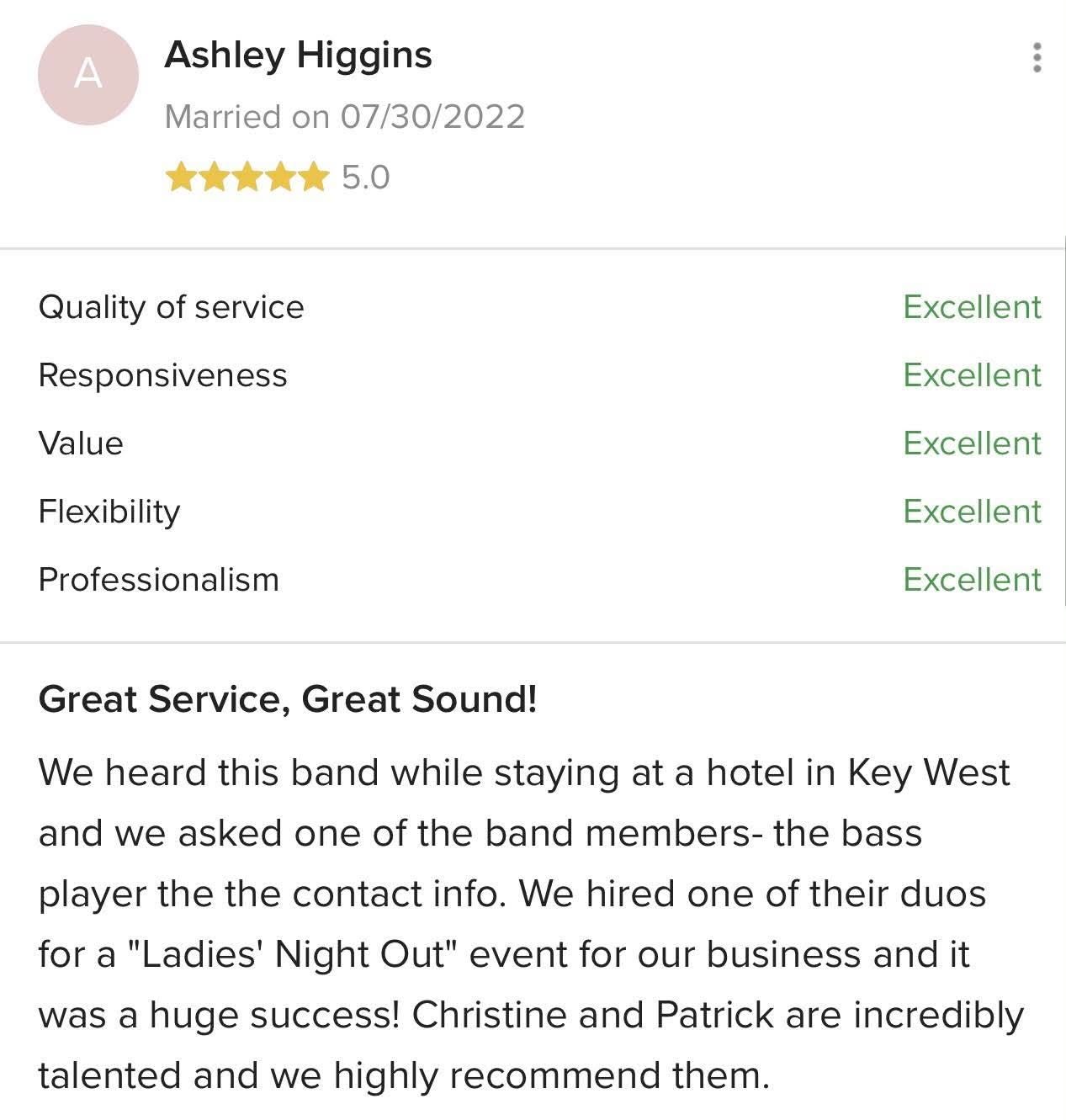 Five-star client review for BVIP Entertainment