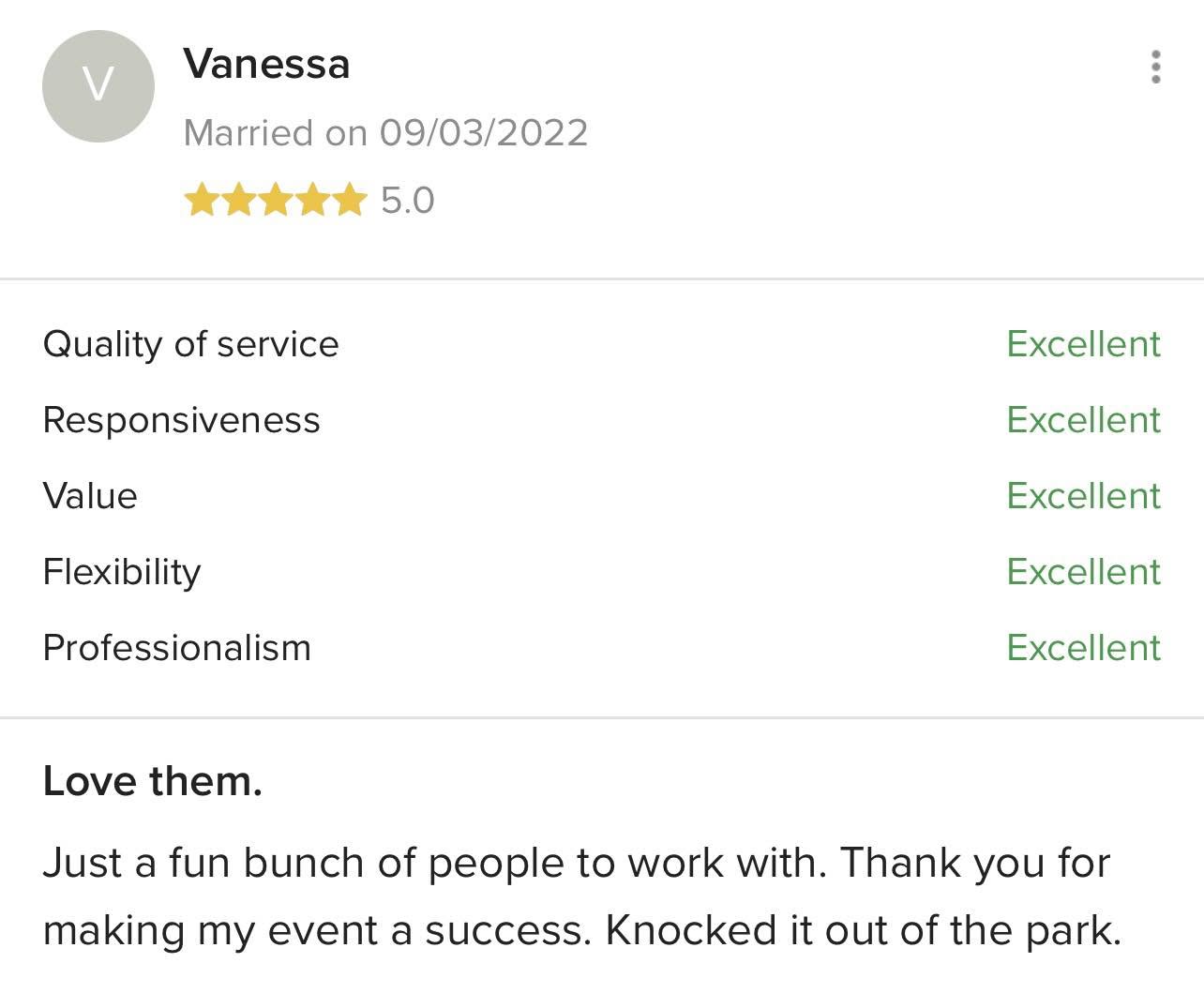 Five-star client review for BVIP Entertainment