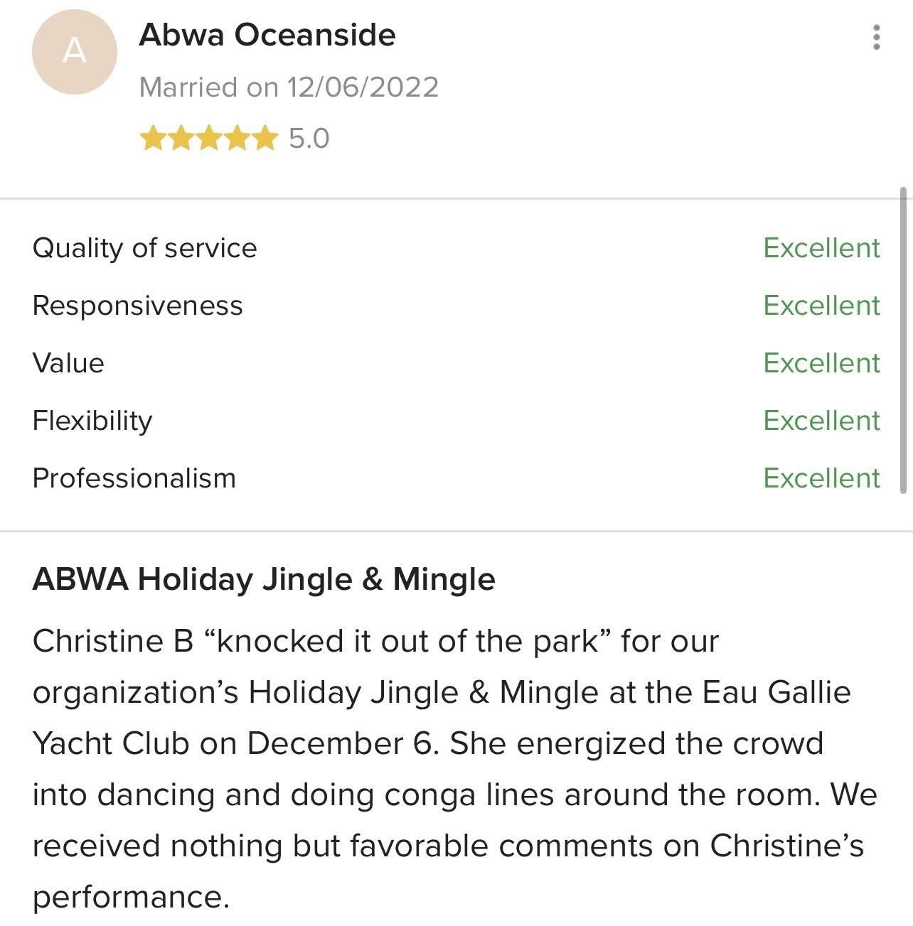 Five-star client review for BVIP Entertainment