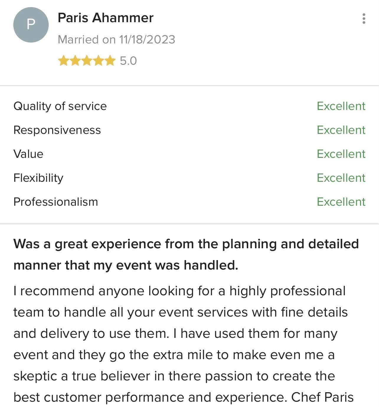 Five-star client review for BVIP Entertainment