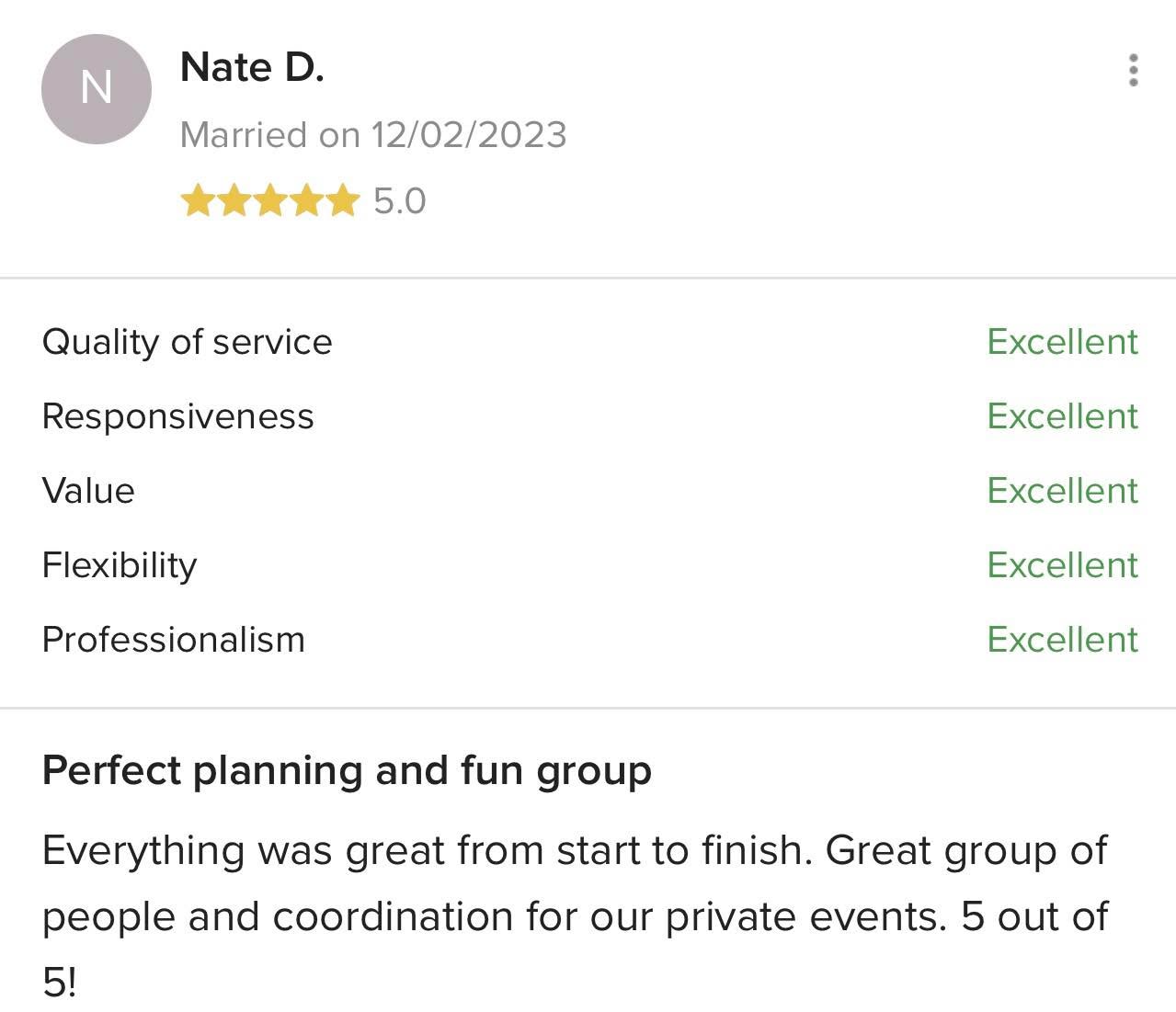 Five-star client review for BVIP Entertainment