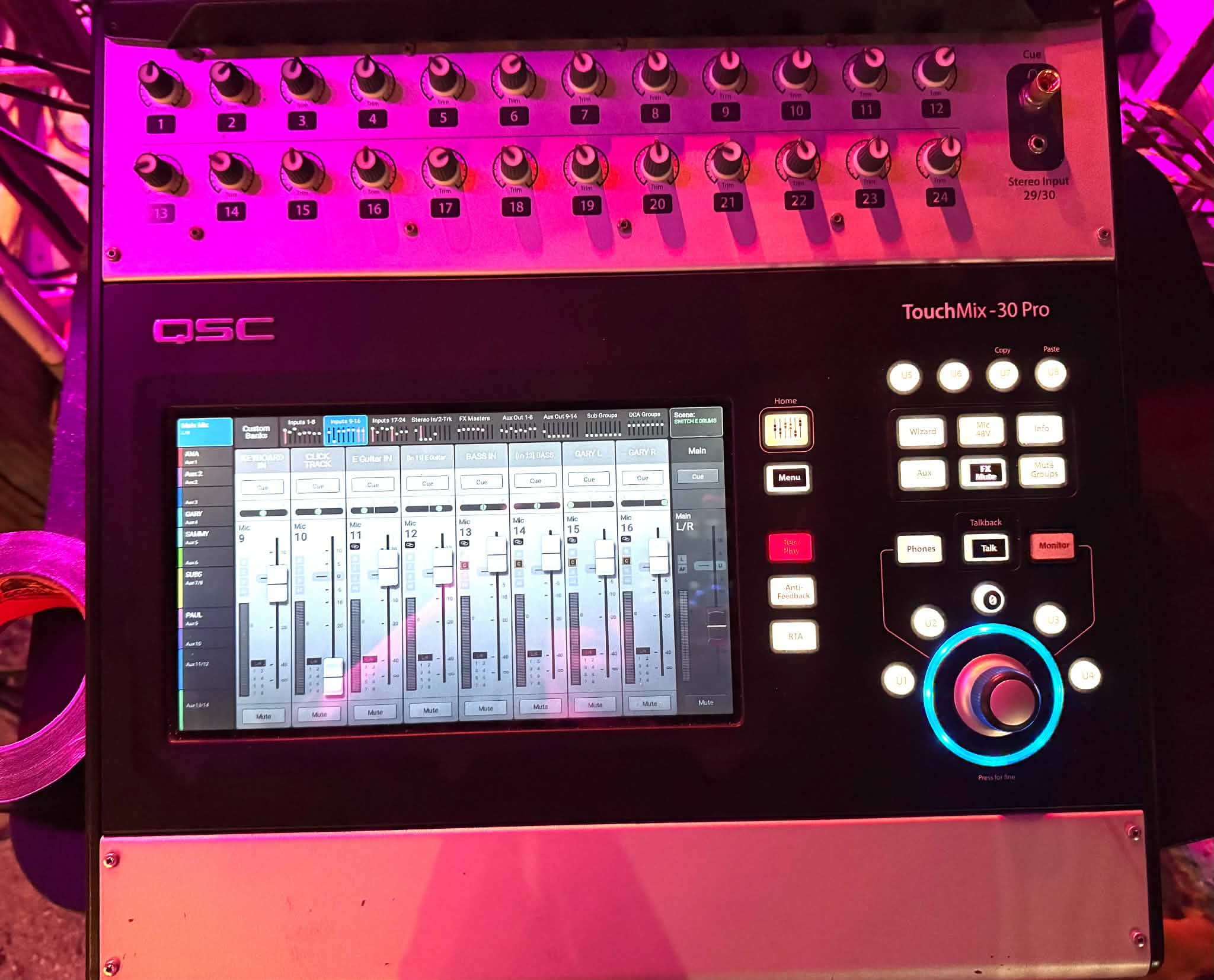 QSC TouchMix audio mixing console for live production