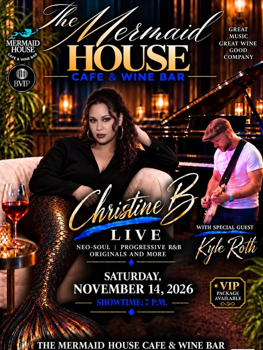 The Mermaid House promotional social media post featuring Christine B. and Kyle Roth