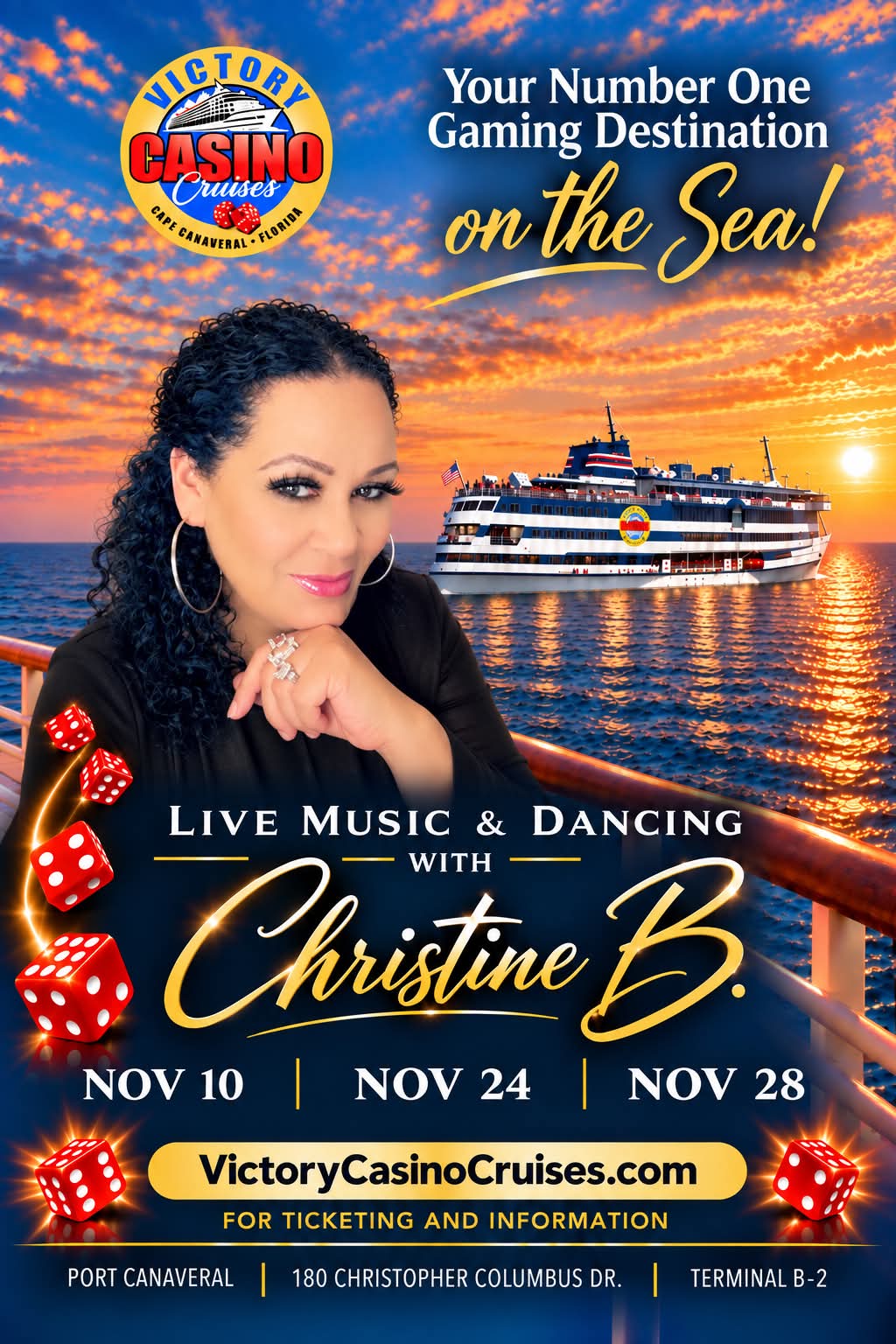 Christine B. live music and dancing aboard Victory Casino Cruises